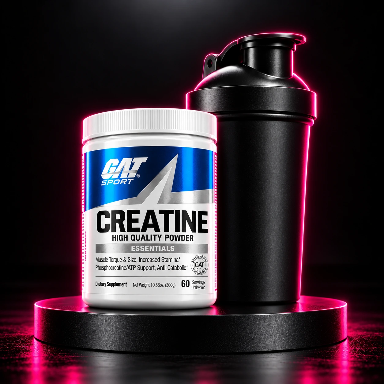 Pack Inicio: GAT Sport Creatine Essentials, Synaptex Shaker Synaptex Premium 700 ml Negro Mate